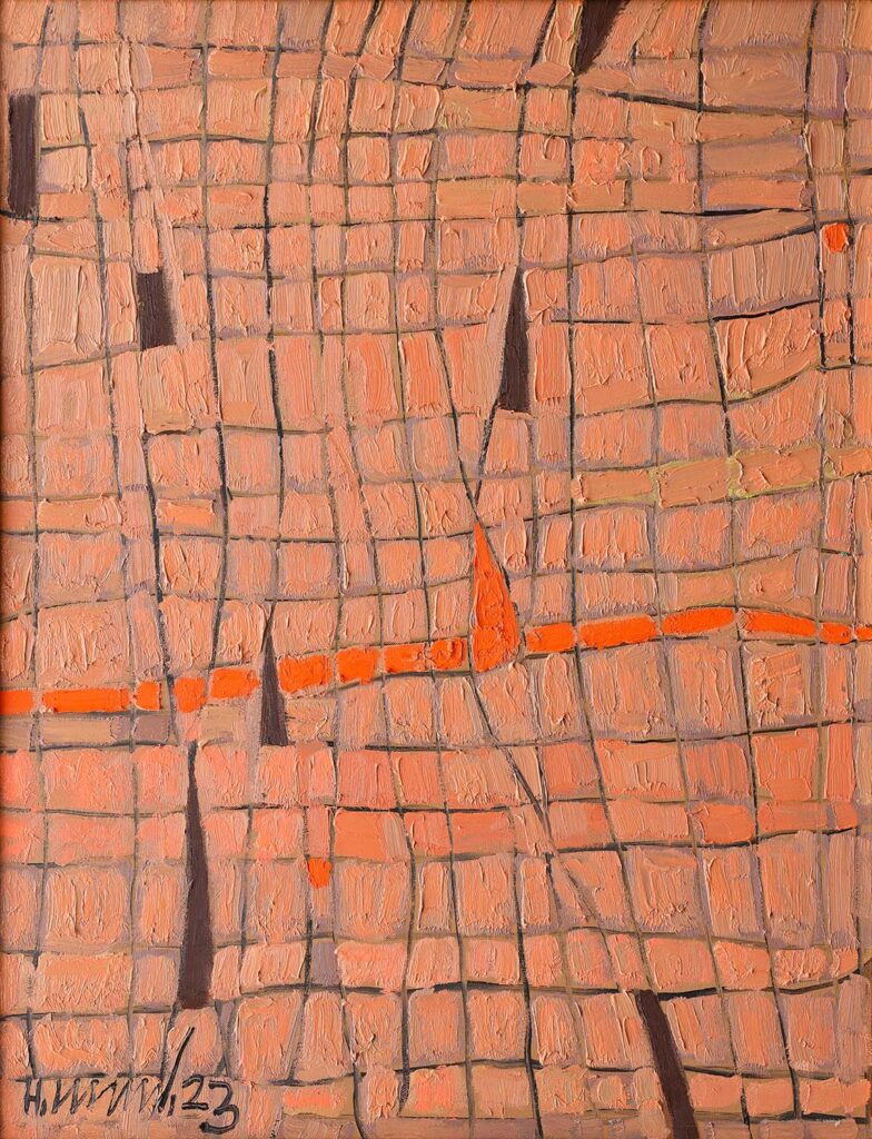 Phố Hồng Size: 85cm x 110cm Material: Oil Painting Year: 2023 Artist: Hà Hùng Price: 1,200USD