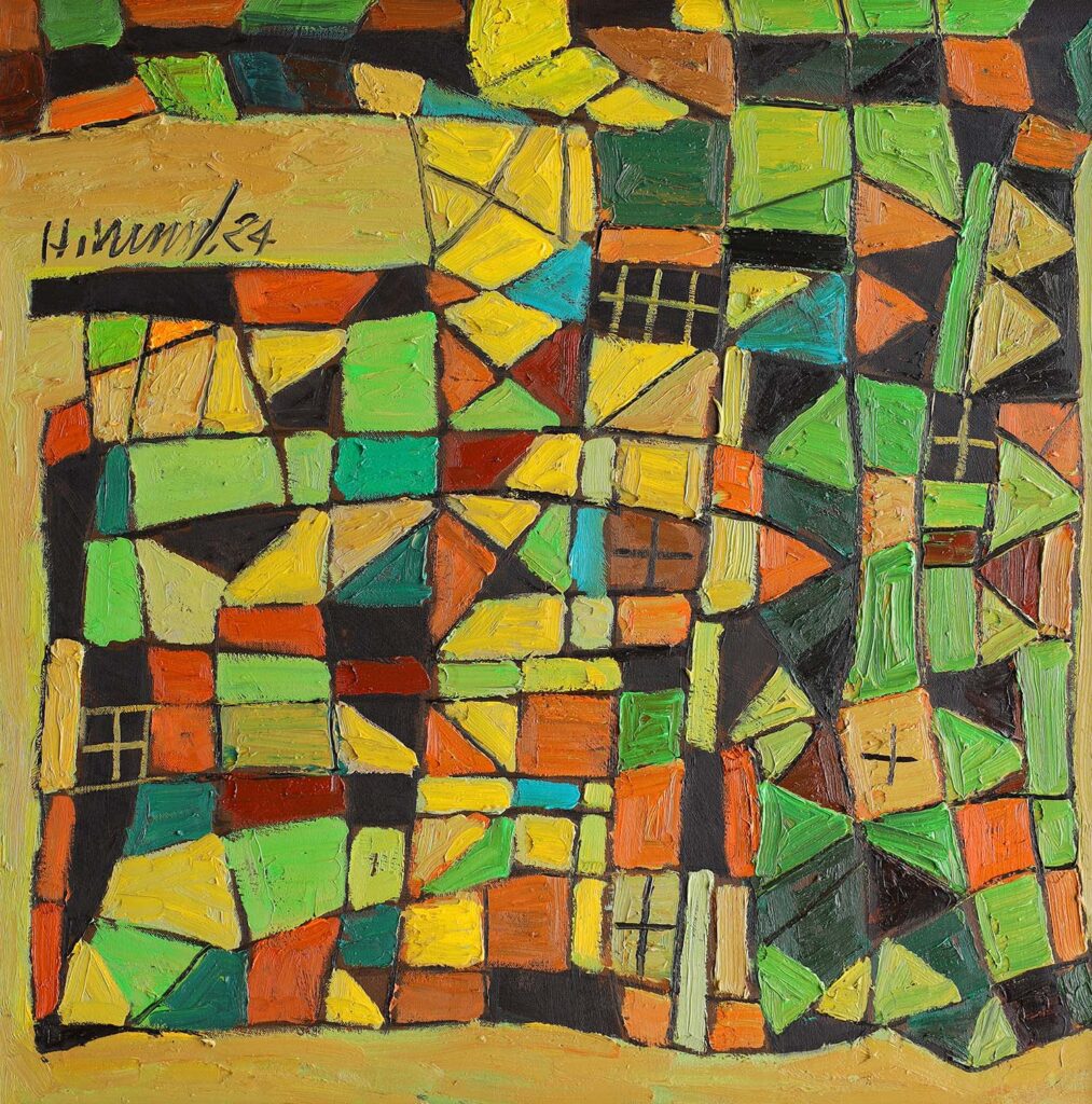 Phố Ngày Tết Size: 100cm x 100cm Material: Oil Painting Year: 2024 Artist: Hà Hùng Price: 2,200USD