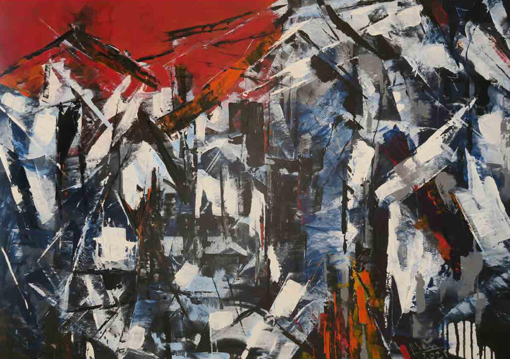 Phố thị Size: 100 x 140cm Year: 2023 Material: Acrylic on Canvas Artist: Phan Trọng Văn Price: 1,960$