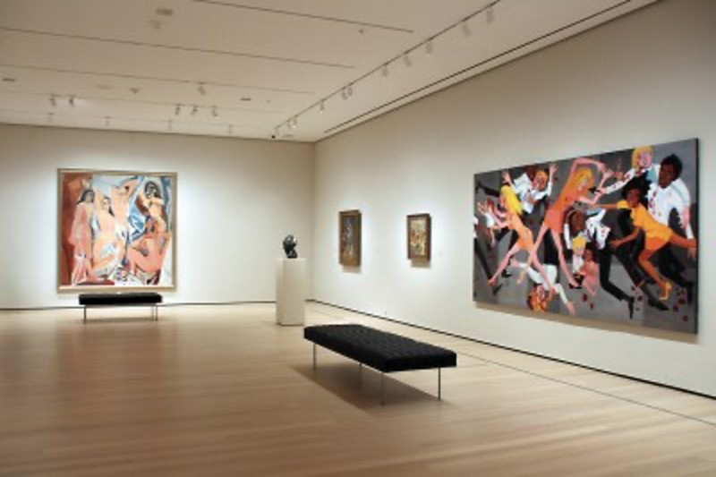 [Ảnh minh hoạ] Les Demoiselles d'Avignon của Pablo Picasso, 1907, và American People Series # 20: Die, 1967, của Faith Ringgold tại MoMa