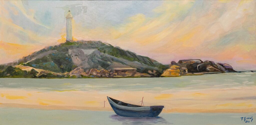 Bến đợi Size: 70X140 Year: 2023 Material: Oil on Canvas Artist: Trà Giang