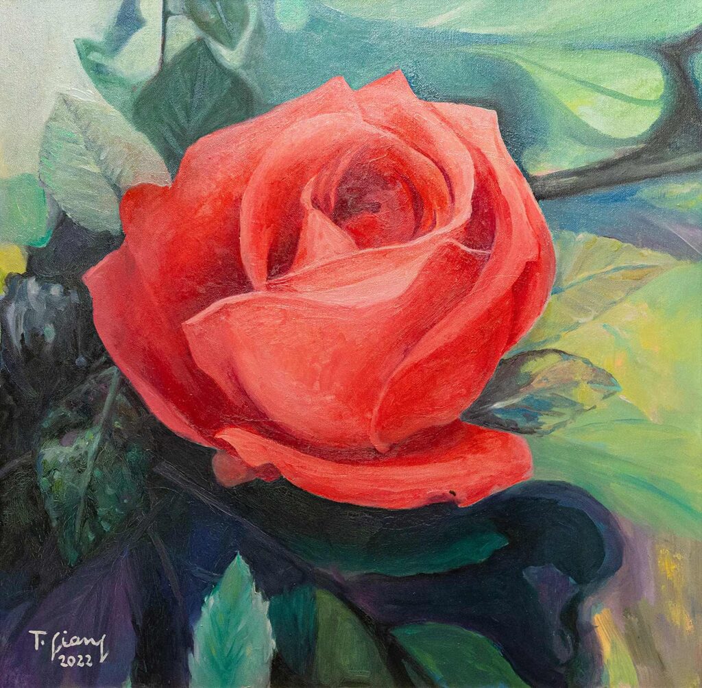 Bông hồng 3 Size: 70x70 Year: 2023 Material: Oil on Canvas Artist: Trà Giang