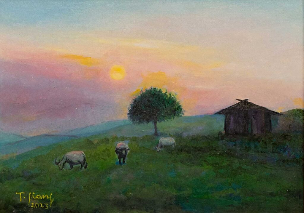 Nhớ quê Size: 50x70 Year: 2023 Material: Oil on Canvas Artist: Trà Giang