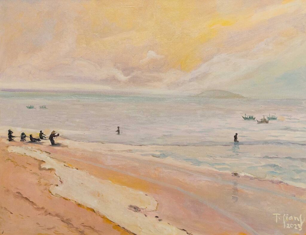 Niềm vui của biển Size: 70x90 Year: 2023 Material: Oil on Canvas Artist: Trà Giang