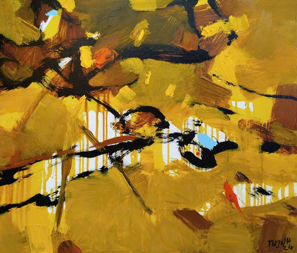 Những cánh hoa thu Size: 60x70cm Material: Acrylic Artist: Trần Vĩnh Thịnh