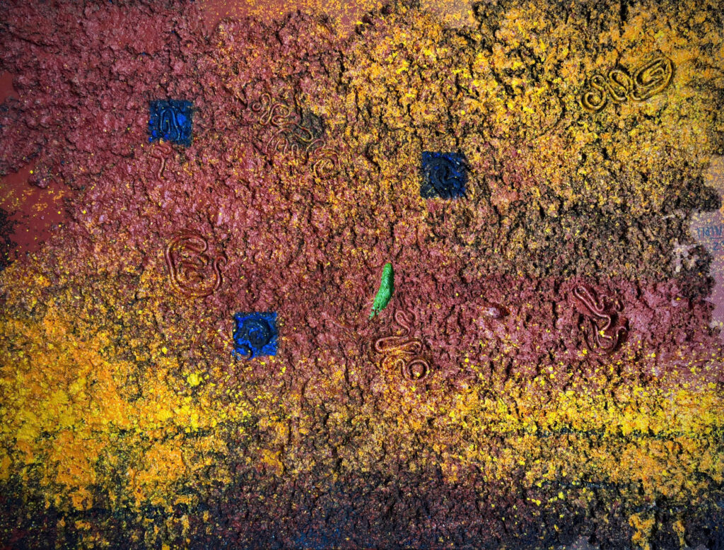 Trầm tích lá xanh Size: 90X130cm Material: Mix Media Artist: Trần Vĩnh Thịnh