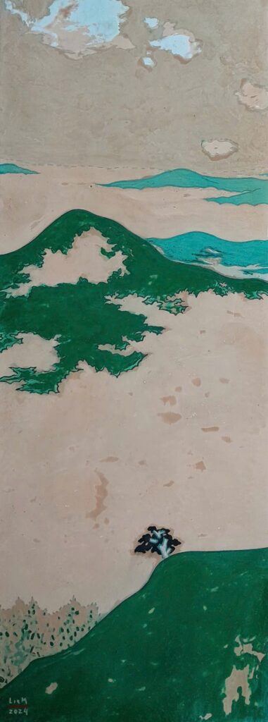 Cảnh núi sau mưa chiều Size: 40 x 60 cm Material: Acrylic one Canvas Artist: Nguyễn Ngọc Liêm Year: 2024