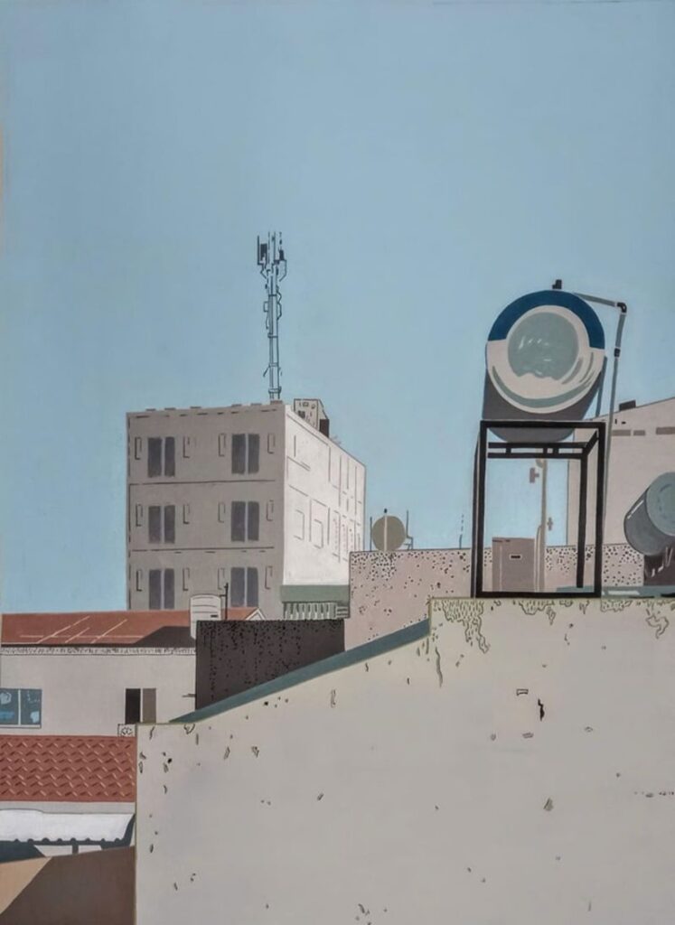 Cảnh Sài Gòn nhìn từ trên cao Size: 80 x 110 cm Material: Acrylic one Canvas Artist: Nguyễn Ngọc Liêm Year: 2022