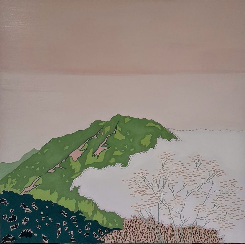 Mây hồng Size: 90 x 90 cm Material: Acrylic one Canvas Artist: Nguyễn Ngọc Liêm Year: 2024