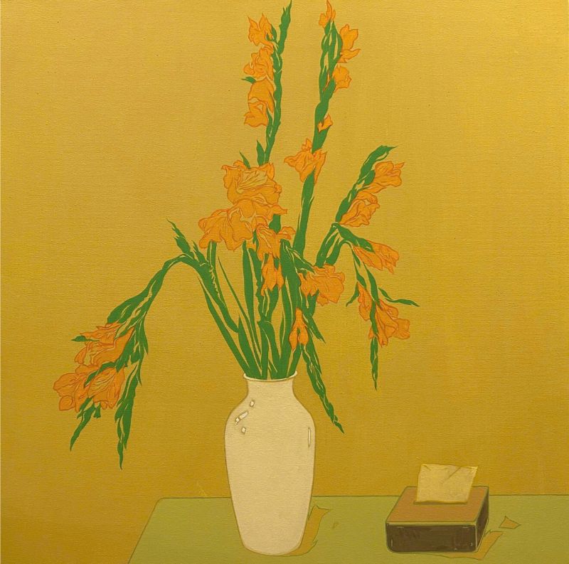 Tĩnh vật hoa Layon Size: 100 x 100 cm Material: Acrylic one Canvas Artist: Nguyễn Ngọc Liêm Year: 2023