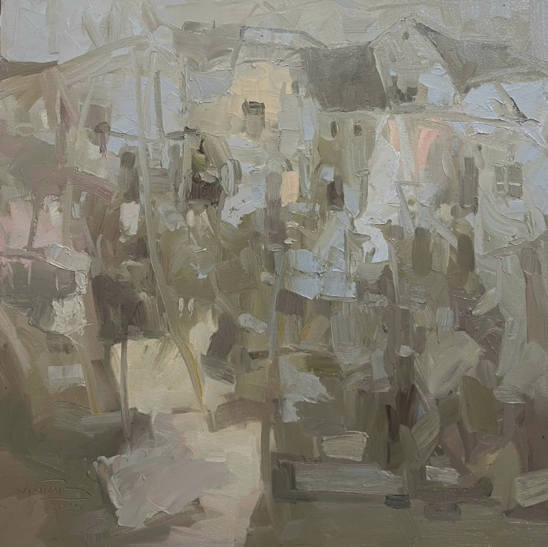 Chiều phố Size: 90 x 90 cm Material: Oil Painting Artist: Tạ Văn Quân Year: 2025