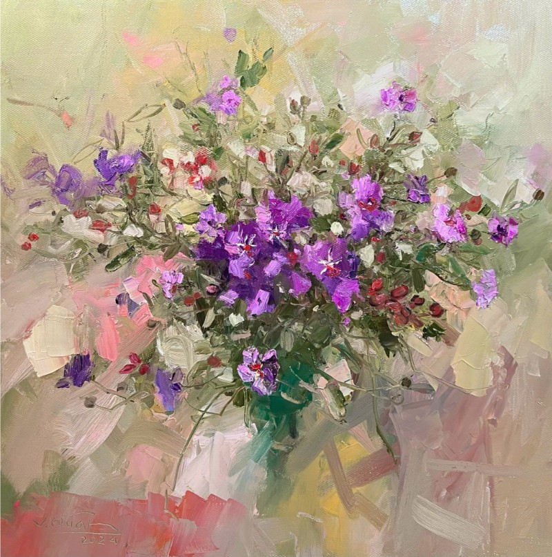 Hoa Mua Size: 100 x 100cm Material: Oil Painting Artist: Tạ Văn Quân Year: 2025