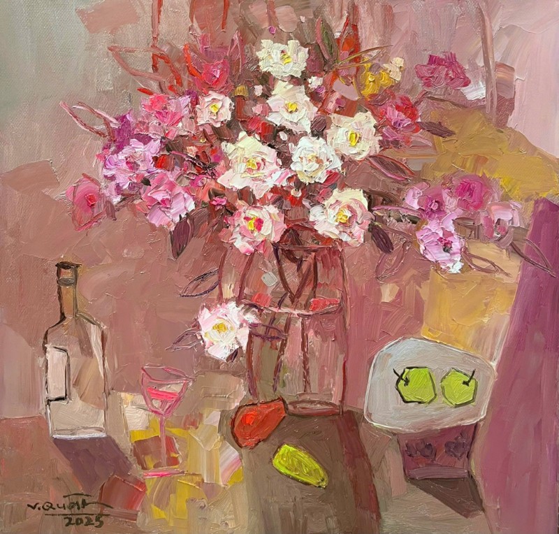 Sớm Xuân Size: 80 x 80cm Material: Oil Painting Artist: Tạ Văn Quân Year: 2025