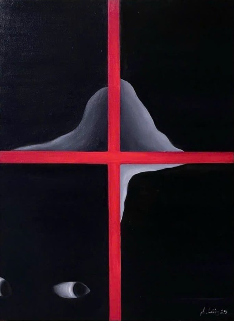 Gương mặt người đàn bà 5 (The woman’ face 5) Size: 60 x 80 cm Material: Oil painting on canvas Artist: Phương Lương Year: 2025