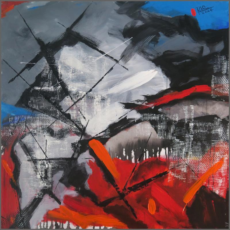 Mơ hoa 1 Size: 100 x 100 cm Material: Acrylic Artist: Phan Trọng Văn Year: 2024