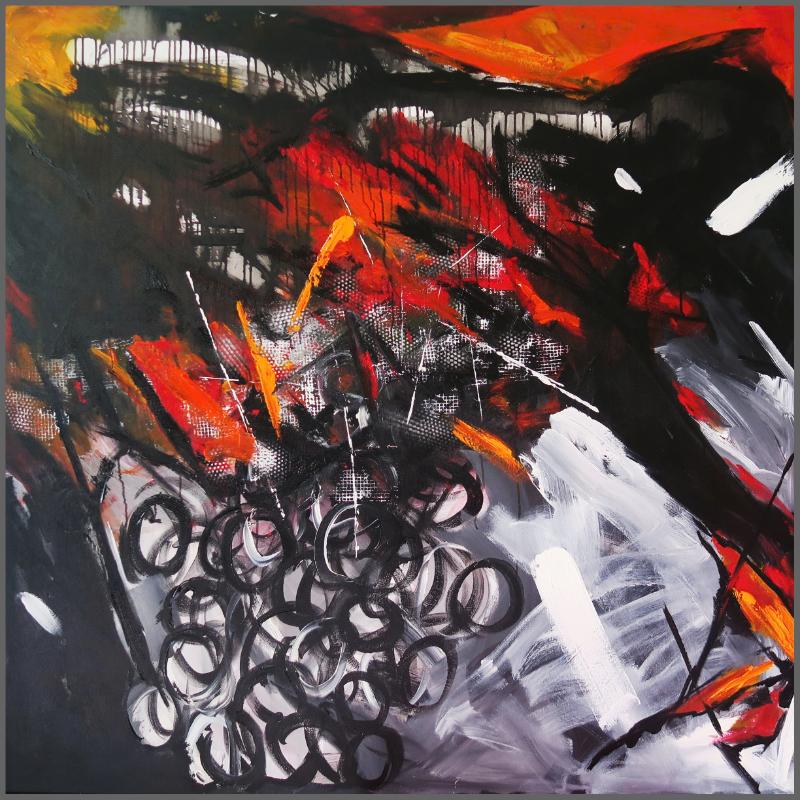 Mơ hoa 2 Size: 100 x 100 cm Material: Acrylic Artist: Phan Trọng Văn Year: 2024
