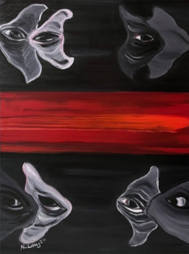 Người đàn bà ở đâu? (Where is the woman?) Size: 60 x 80 cm Material: Oil painting on canvas Artist: Phương Lương Year: 2024