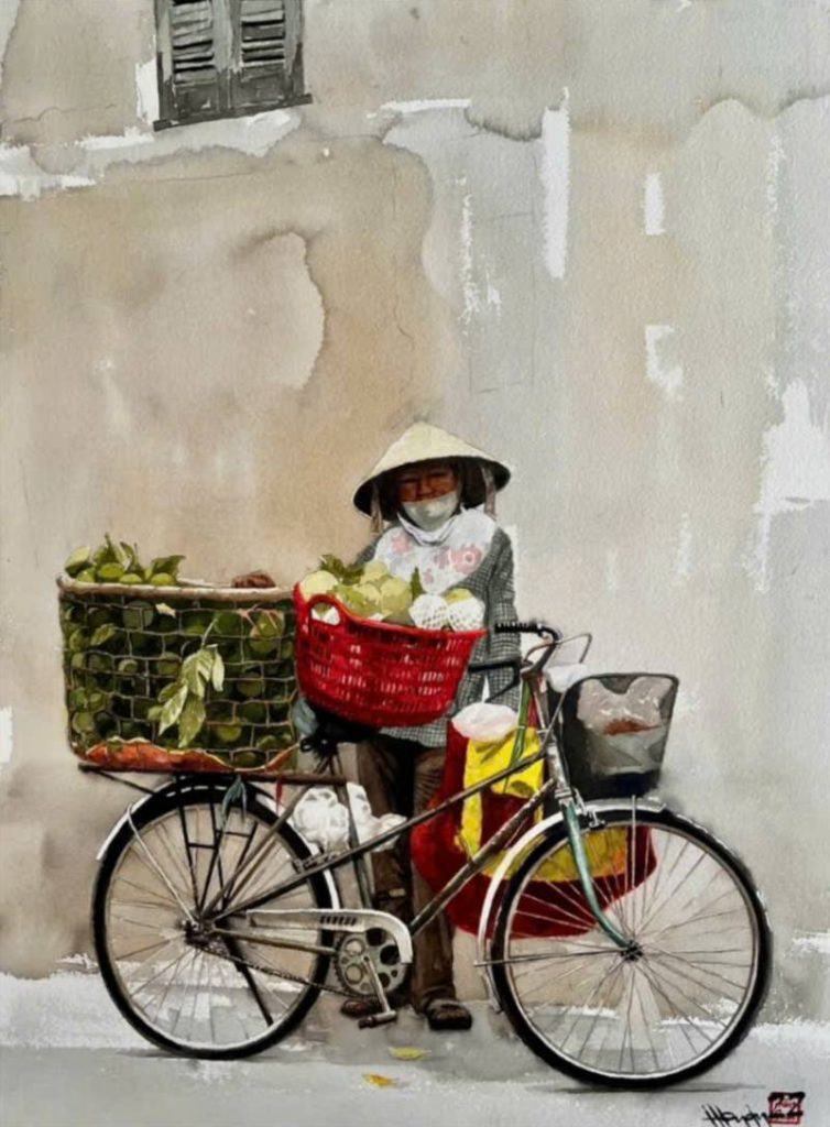 Bên Dưới Cửa Sổ Size: 56cmx 76cm Material: Water Color Artist: Nguyễn Hồng Quân Year: 2022