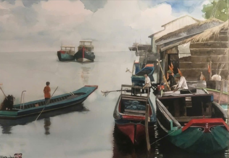 Biển Mây Size: 56cmx 76cm Material: Water Color Artist: Nguyễn Hồng Quân Year: 2022