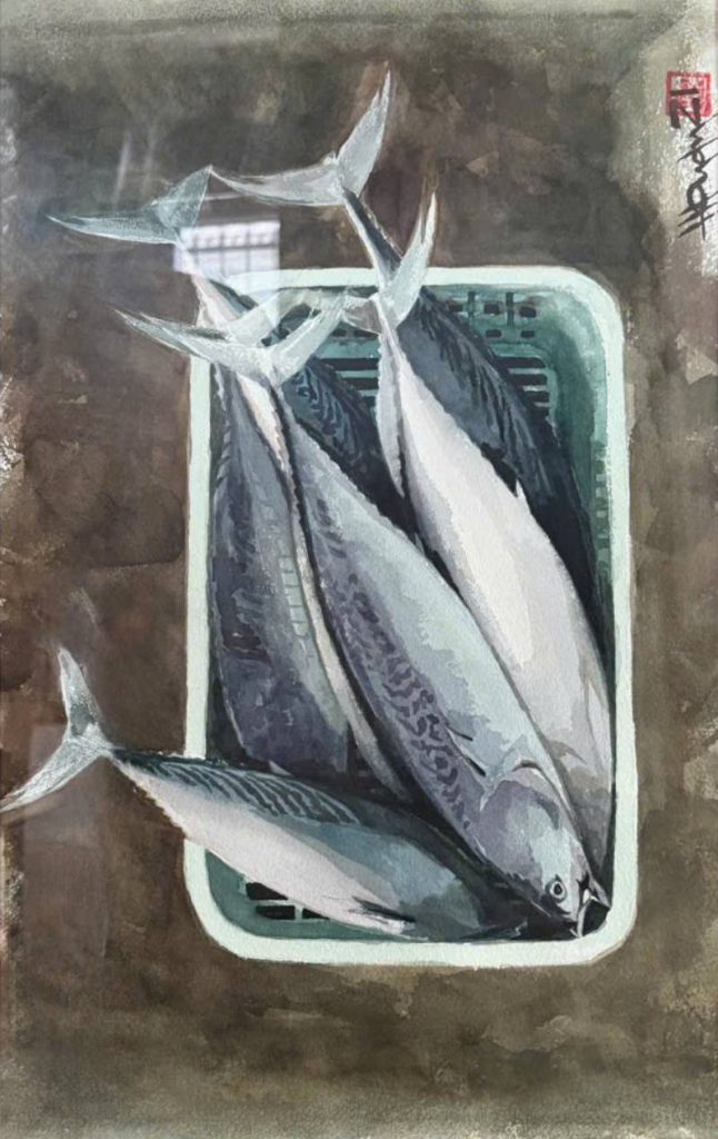 Cá Biển 03 Size: 36cm x 56cm Material: Water Color Artist: Nguyễn Hồng Quân Year: 2021