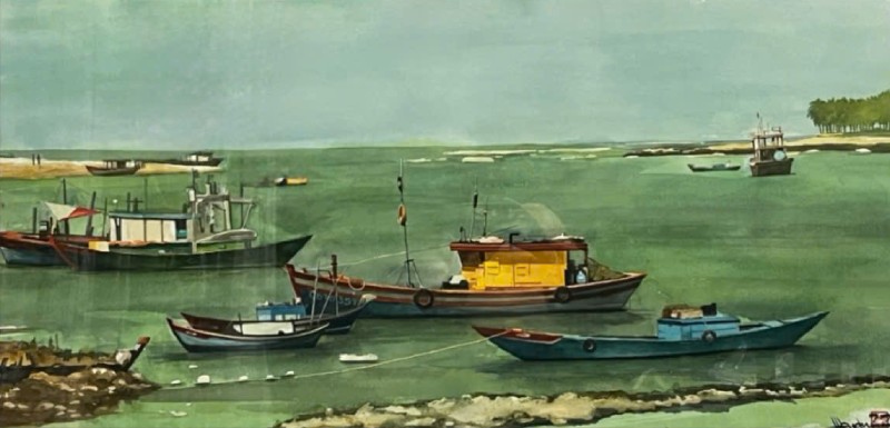 Cửa Biển Size: 56cmx 112cm Material: Water Color Artist: Nguyễn Hồng Quân Year: 2022