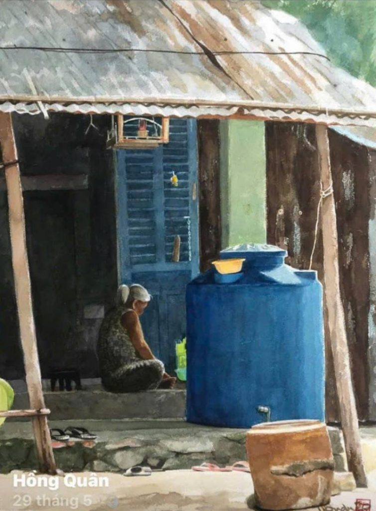 Mẹ Size: 56cmx 76cm Material: Water Color Artist: Nguyễn Hồng Quân Year: 2020