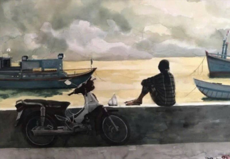 Mong Chờ Size: 56cmx 76cm Material: Water Color Artist: Nguyễn Hồng Quân Year: 2021