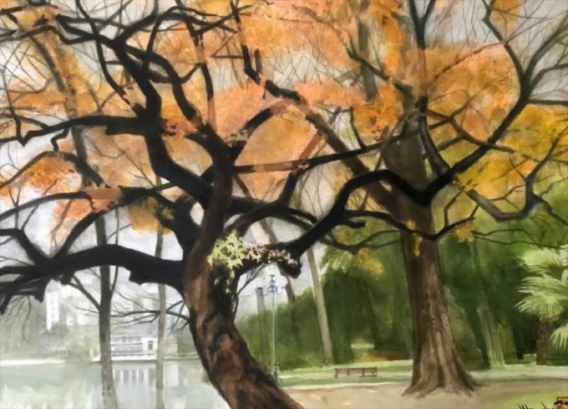 Mùa Thu Phương Xa Size: 56cmx 76cm Material: Water Color Artist: Nguyễn Hồng Quân Year: 2022