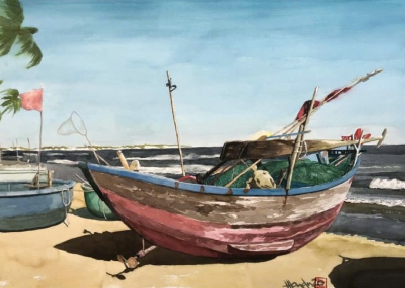 Ngày Nghỉ Size: 56cmx 76cm Material: Water Color Artist: Nguyễn Hồng Quân Year: 2020