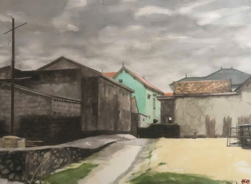 Ngôi Nhà Xanh Size: 56cmx 76cm Material: Water Color Artist: Nguyễn Hồng Quân Year: 2023