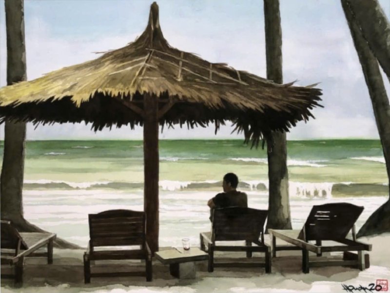 Nhớ Sóng Size: 56cmx 76cm Material: Water Color Artist: Nguyễn Hồng Quân Year: 2020