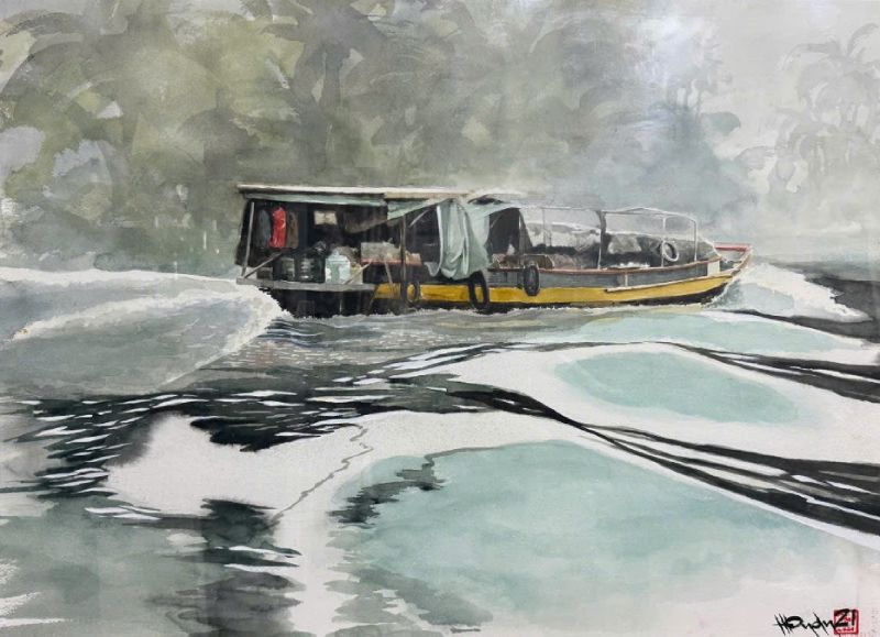 Sóng Biếc Size: 56cmx 76cm Material: Water Color Artist: Nguyễn Hồng Quân Year: 2021