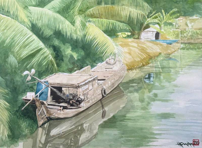 Trưa Hè Size: 56cmx 76cm Material: Water Color Artist: Nguyễn Hồng Quân Year: 2020