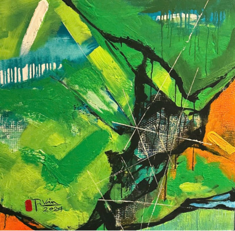 Song hành Size: 80 x 80 cm Material: Acrylic Artist: Phan Trọng Văn Year: 2024