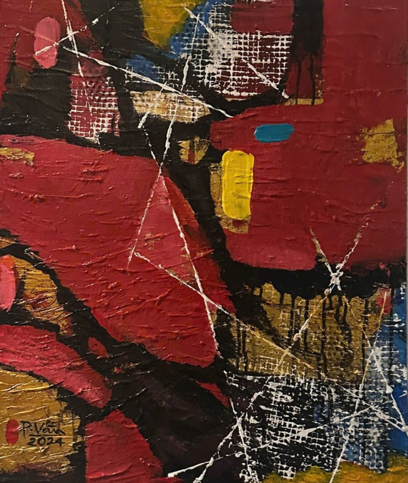 Vỡ tan 2 Size: 100 x 100 cm Material: Acrylic Artist: Phan Trọng Văn Year: 2024