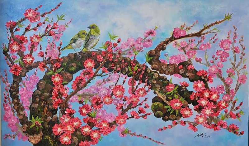 Ấm áp sắc xuân Size: 60 x 100 cm Material: Acrylic Artist: Trương Kim Year: 2024