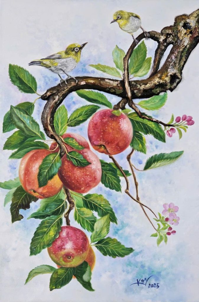 Cành táo đỏ Size: 40 x 60 cm Material: Acrylic Artist: Trương Kim Year: 2025