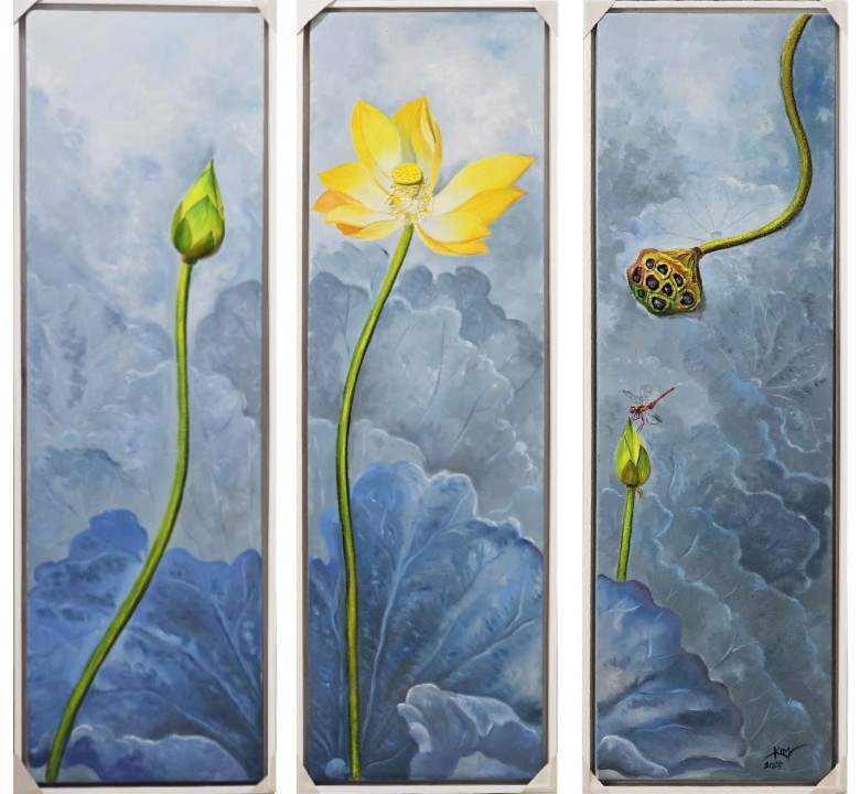 Đời sen Size: 90 x 100 cm (full set) Material: Acrylic Artist: Trương Kim Year: 2025