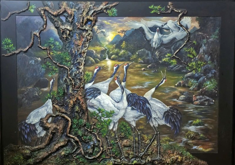 Khúc hát hoàng hôn Size: 124 x 167 cm Material: Acrylic Artist: Trương Kim Year: 2016