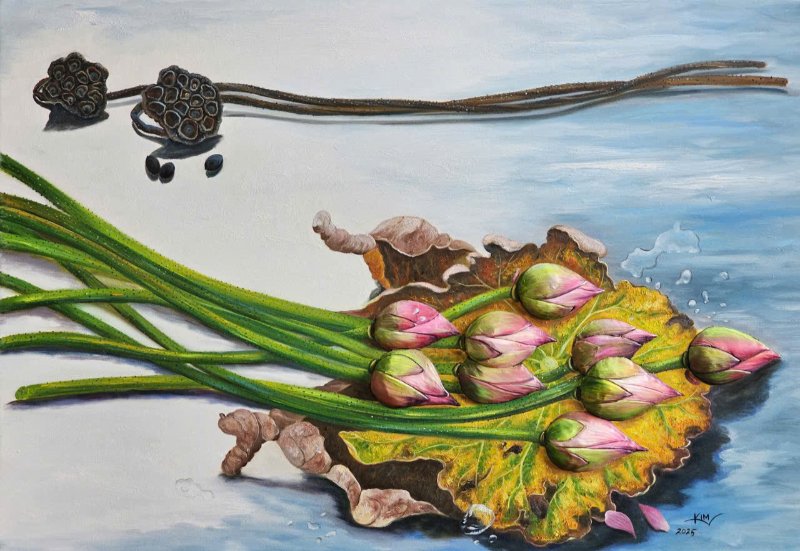 Sen vào hạ Size: 65 x 95 cm Material: Acrylic Artist: Trương Kim Year: 2025