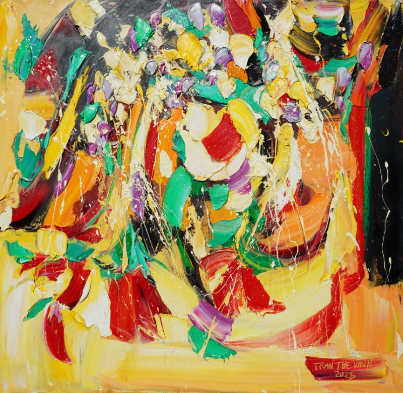 Vũ điệu 18 Size: 80 x 80 cm Material: Acrylic Artist: Trần Thế Vĩnh Year: 2025