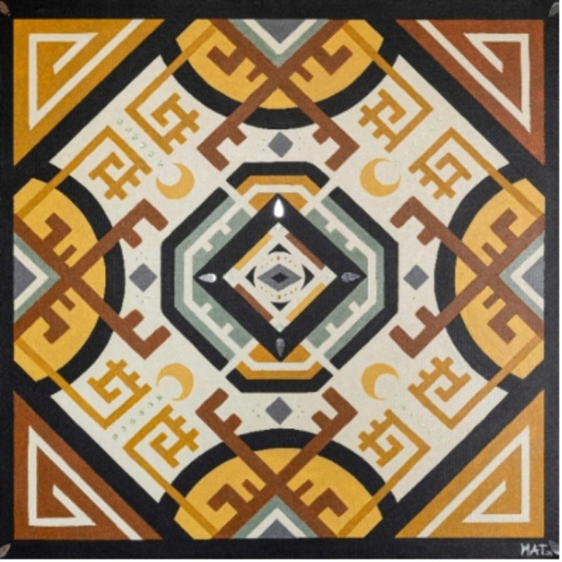 Unlock Size: 80 x 80 cm Material: Acrylic paint & mirror pieces Artist: Mathilde Granveau Year: 2024