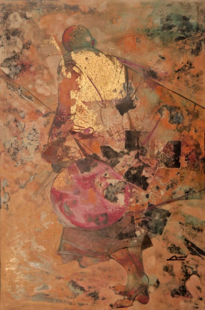 Con đường mây trắng Size: 60 x 90 cm Material: Lacquer Artist: Hải Triều Year: 2025