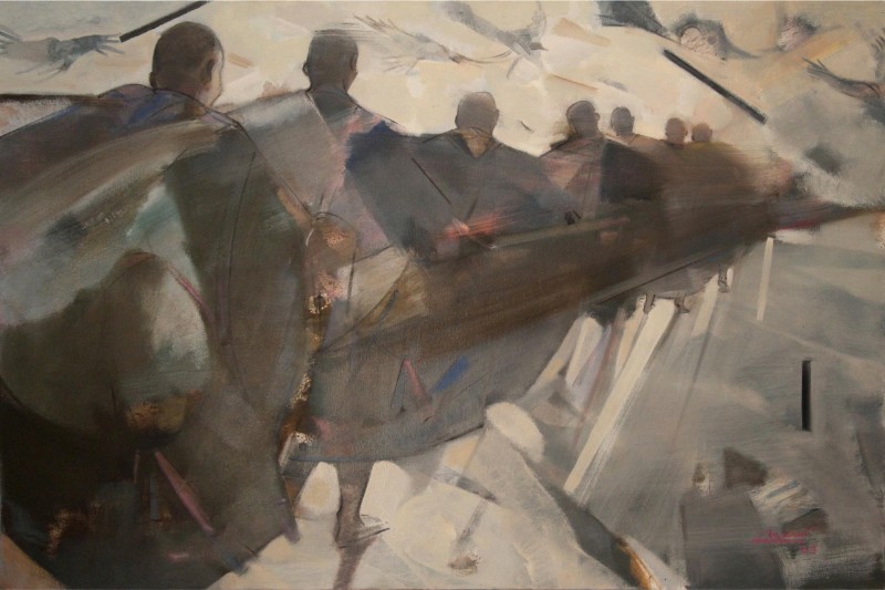 Hành pháp Size: 100 x 150 cm Material: Oil Painting Artist: Hải Triều Year: 2025