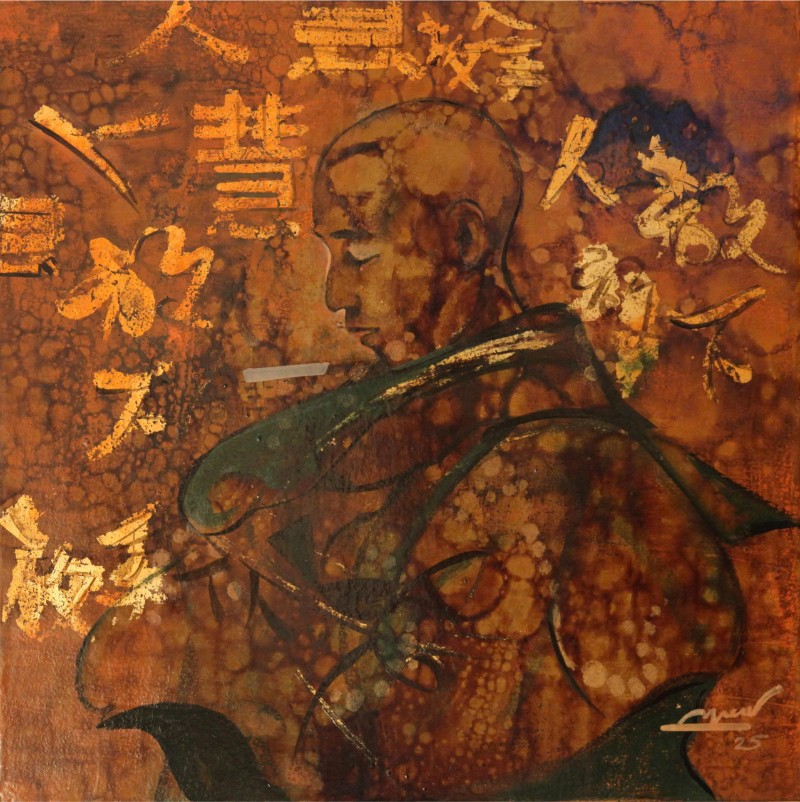 Ngủ ngồi Size: 60 x 60 cm Material: Lacquer Artist: Hải Triều Year: 2025